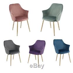 Set of 2 Velvet Dining Chairs Modern Style Armchair Upholstered Chair Metal Legs