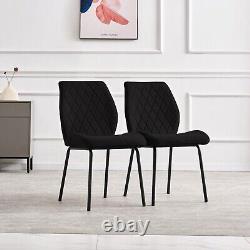 Set of 2 Velvet Dining Chairs Upholstered Armless Side Chairs Thick Cushion Seat
