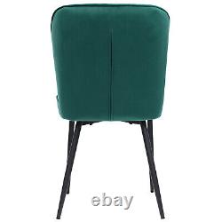 Set of 2 Velvet Dining Chairs Upholstered Dining Room Kitchen Chair Family QF
