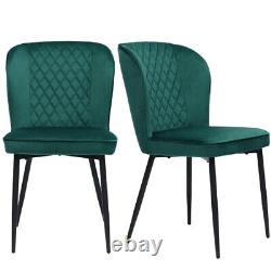 Set of 2 Velvet Dining Chairs Upholstered Dining Room Kitchen Chair Family QW