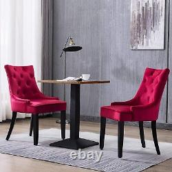 Set of 2 Velvet Fabric Dining Chairs Kitchen Chair with Wooden Style Metal Legs