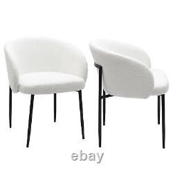 Set of 2 White Boucle Upholstered Dining Chairs Cora COA002