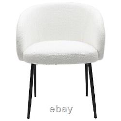 Set of 2 White Boucle Upholstered Dining Chairs Cora COA002