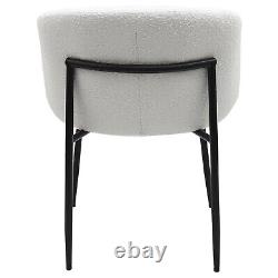 Set of 2 White Boucle Upholstered Dining Chairs Cora COA002