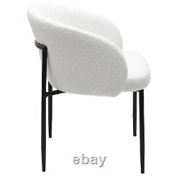 Set of 2 White Boucle Upholstered Dining Chairs Cora COA002