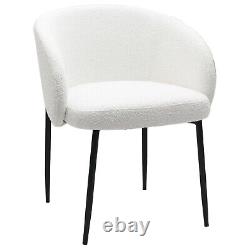 Set of 2 White Boucle Upholstered Dining Chairs Cora COA002