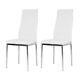 Set Of 2 White Diamond Faux Leather Dining Chairs Ergonomic High Back Chrome Leg