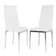 Set Of 2 White Faux Leather Dining Chairs Silver Chrome Legs Kitchen Furniture