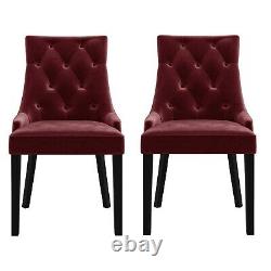 Set of 2 Wine Red Velvet Dining Chairs Kaylee