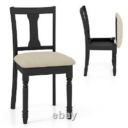 Set of 2 Wooden Dining Chairs Kitchen Upholstered Side Accent Armless Chair