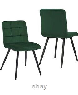 Set of 2 x Cubana Velvet Upholstered Kitchen Dining Chair Strong Legs Green NEW