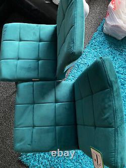 Set of 2 x Cubana Velvet Upholstered Kitchen Dining Chair Strong Legs Green NEW