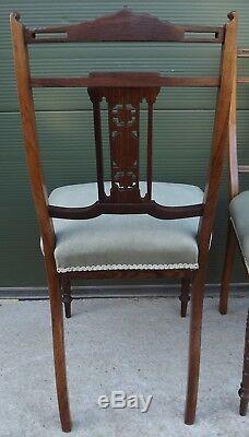 Set of 4 Antique Regency Inlaid Rosewood Upholstered Parlour Dining Chairs
