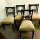 Set Of 4 Antique Victorian Ebonised Mahogany Upholstered Dining Chairs