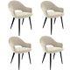 Set Of 4 Beige Fabric Dining Chairs Colbie