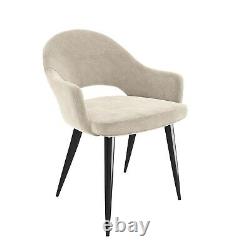 Set of 4 Beige Fabric Dining Chairs Colbie