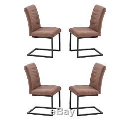 Set of 4 Bodo Brown Dining Chairs Faux Leather Upholstered Cantilever