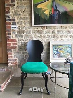 Set of 4 Conran dining chairs with Designer Guild upholstered Seats, balloon
