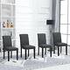 Set Of 4 Dark Gray Fabric Dining Chairs Padded Seat With Rivet Kitchen Chairs