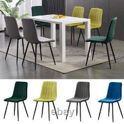 Set of 4 Dining Chairs Fabric Padded Seat Metal Legs Office Kitchen Lounge Chair