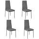 Set Of 4 Dining Chairs Grey Pu Leather Upholstered High Back Kitchen Dining Room