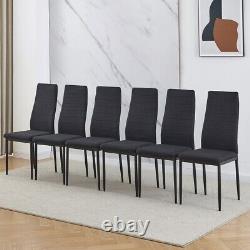 Set of 4 Dining Chairs Linen Padded Seat Metal Legs Kitchen Dining Room Black