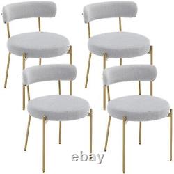 Set of 4 Dining Chairs Upholstered Accent Chairs Kitchen Chairs with Metal Legs UK