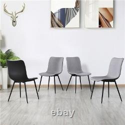 Set of 4 Dining Chairs Upholstered Fabric Cushion withBlack Metal Legs Home/Cafe