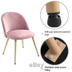 Set of 4 Dining Chairs Velvet Fabric Thicker Soft Backrest Upholstered Seat Pink