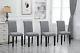 Set Of 4 Dining Room Gray Dining Chairs High Back Fabric Upholstered With Rivets