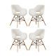 Set Of 4 Fabric Dining Chairs Upholstered Seat Wood Legs Dining Room Kitchen