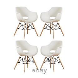 Set of 4 Fabric Dining Chairs Upholstered Seat Wood Legs Dining Room Kitchen