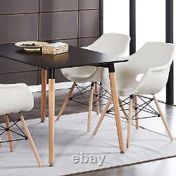 Set of 4 Fabric Dining Chairs Upholstered Seat Wood Legs Dining Room Kitchen