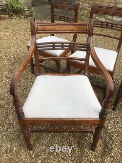 Set of 4 Georgian Dining Chairs with Recently Upholstered Drop In Seats