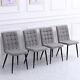 Set Of 4 Grey-white Dining Chairs Velvet Upholstered Tufted Kitchen Padded Seat