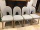 Set Of 4 Heavy, Grey Dining Chairs Upholstered, Strong Backs