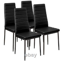 Set of 4 Modern Grey Fabric Dining Chairs Tufted Padded Seat Kitchen furniture