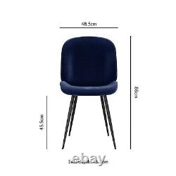 Set of 4 Navy Blue Velvet Dining Chairs with Black Legs Jenna