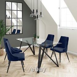 Set of 4 Navy Velvet Dining Chairs Maddy BUN/MDY004/78628