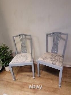 Set of 4 Restored Stylish Vintage Dining Chairs Painted & Upholstered