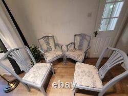 Set of 4 Restored Stylish Vintage Dining Chairs Painted & Upholstered