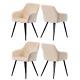 Set Of 4 Upholstered Dining Chairs Velvet Padded Seat Metal Legs Dining Room