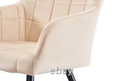 Set of 4 Upholstered Dining Chairs Velvet Padded Seat Metal Legs Dining Room