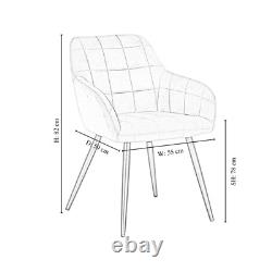 Set of 4 Upholstered Dining Chairs Velvet Padded Seat Metal Legs Dining Room