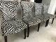 Set Of 4 Upholstered Fabric Dining Chairs (black/ Cream Zebra Fabric)