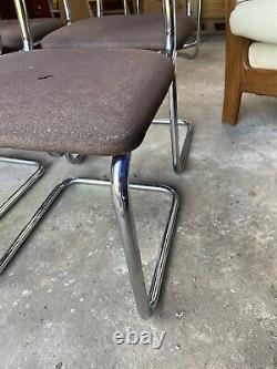 Set of 4 Upholstered Marcel Breuer Style Chairs Midcentury Vintage Retro