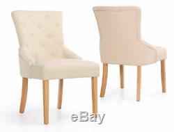 Set of 4 Upholstered Scoop Back Fabric Dining Chair w Premium Solid Oak Leg