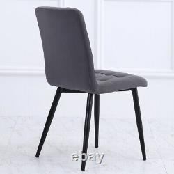 Set of 4 Upholstered Velvet Dining Chairs High Back Seat Chair with Black Legs