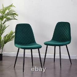 Set of 4 Velvet Dining Chairs Fabric Upholstered seat with Metal Leg Living Room
