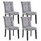 Set Of 4 Velvet Dining Chairs Kitchen Upholstered Chair Studs Ring Pull Knocker